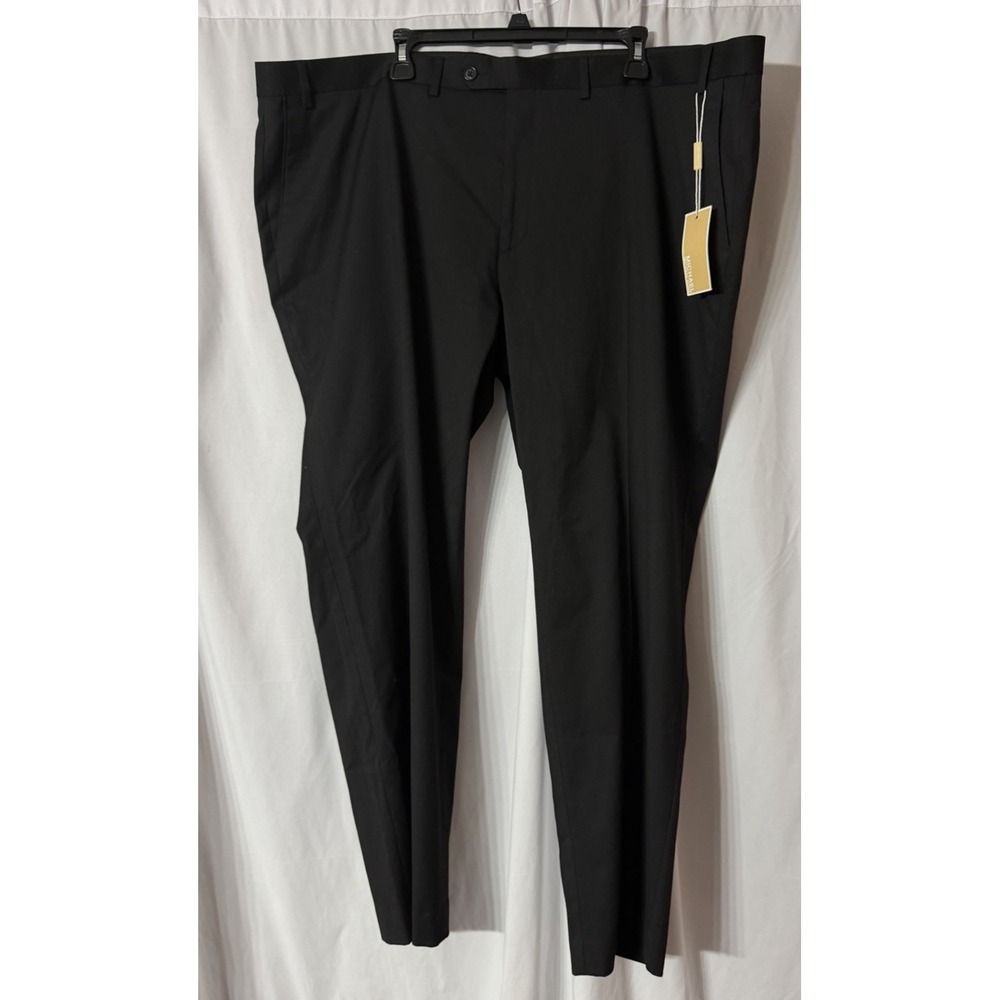 NWT Michael Kors Mens Black Flat Front Dress Pants Slacks Big & Tall 48x30